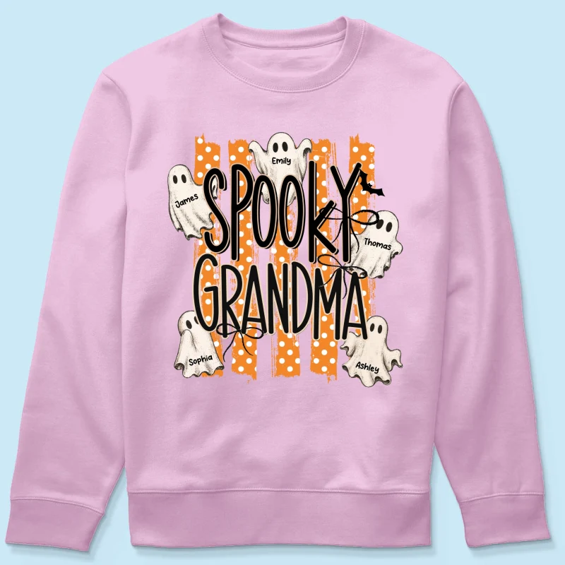 Spooky Grandma Striped Halloween Ghosts - Personalized Shirt - Image 22