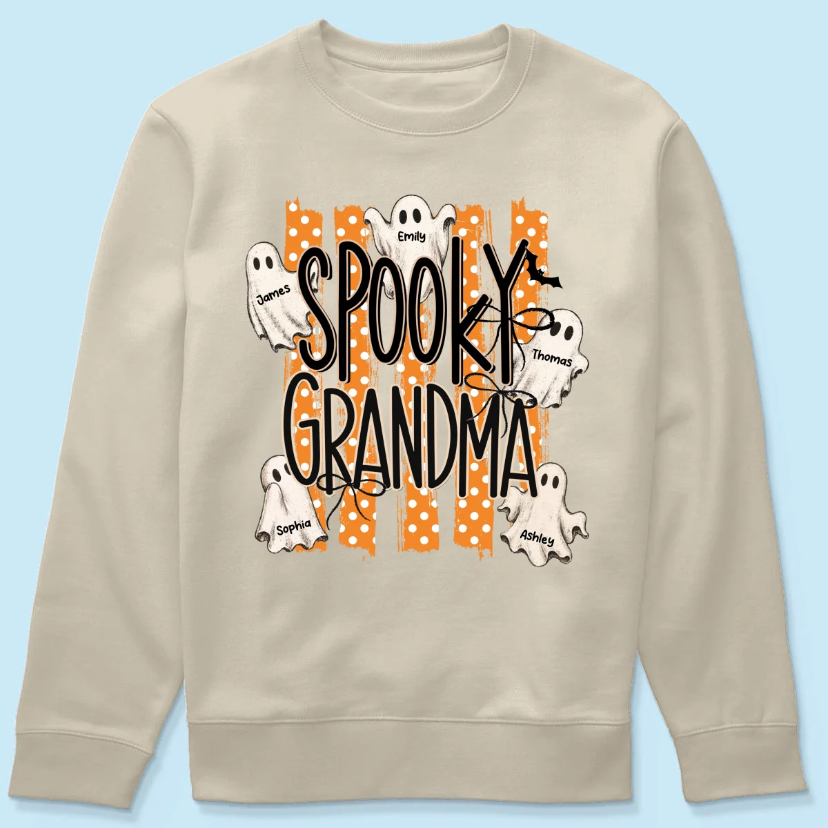 Spooky Grandma Striped Halloween Ghosts - Personalized Shirt - Image 23