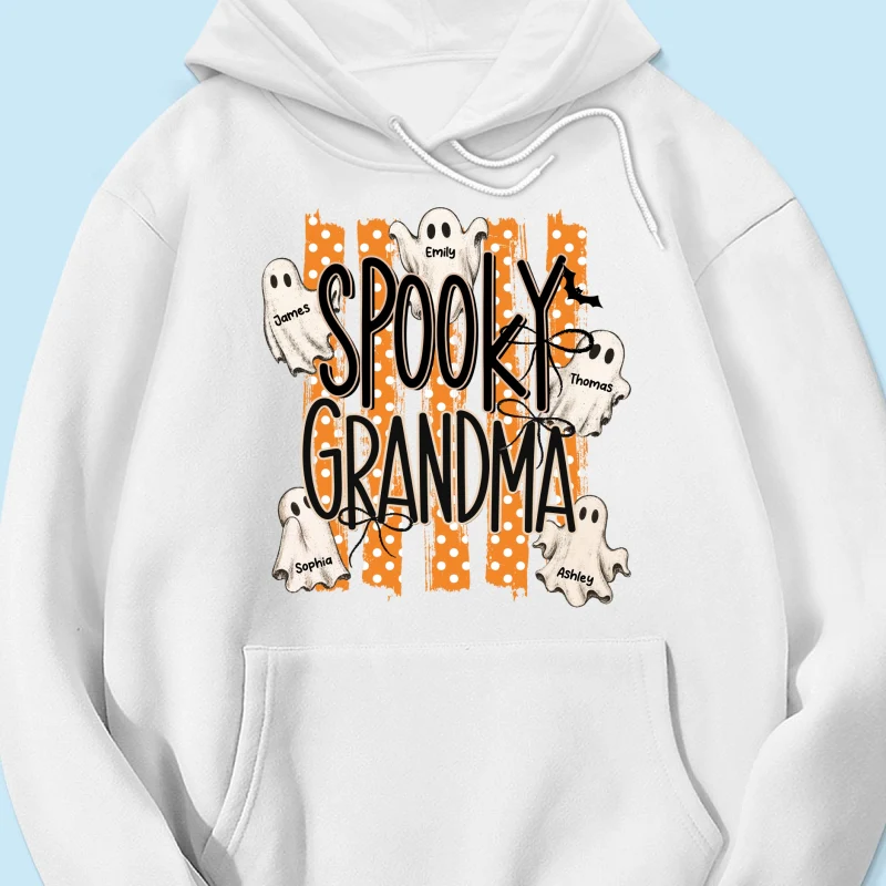 Spooky Grandma Striped Halloween Ghosts - Personalized Shirt - Image 24