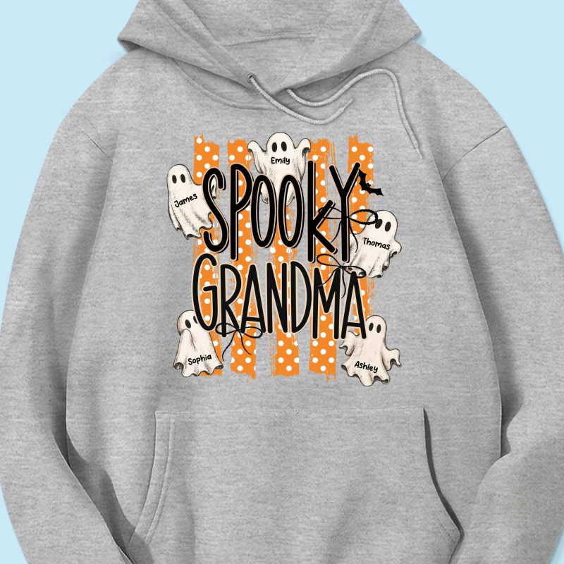 Spooky Grandma Striped Halloween Ghosts - Personalized Shirt - Image 25