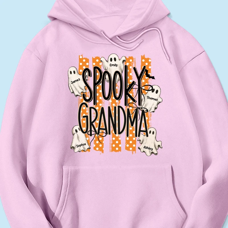 Spooky Grandma Striped Halloween Ghosts - Personalized Shirt - Image 26