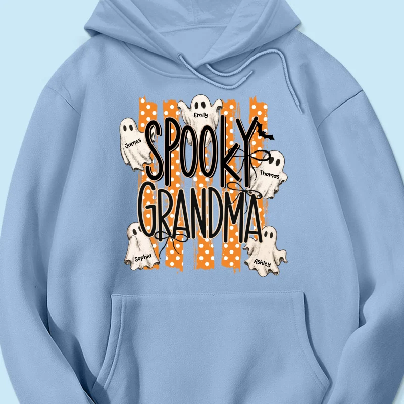 Spooky Grandma Striped Halloween Ghosts - Personalized Shirt - Image 27