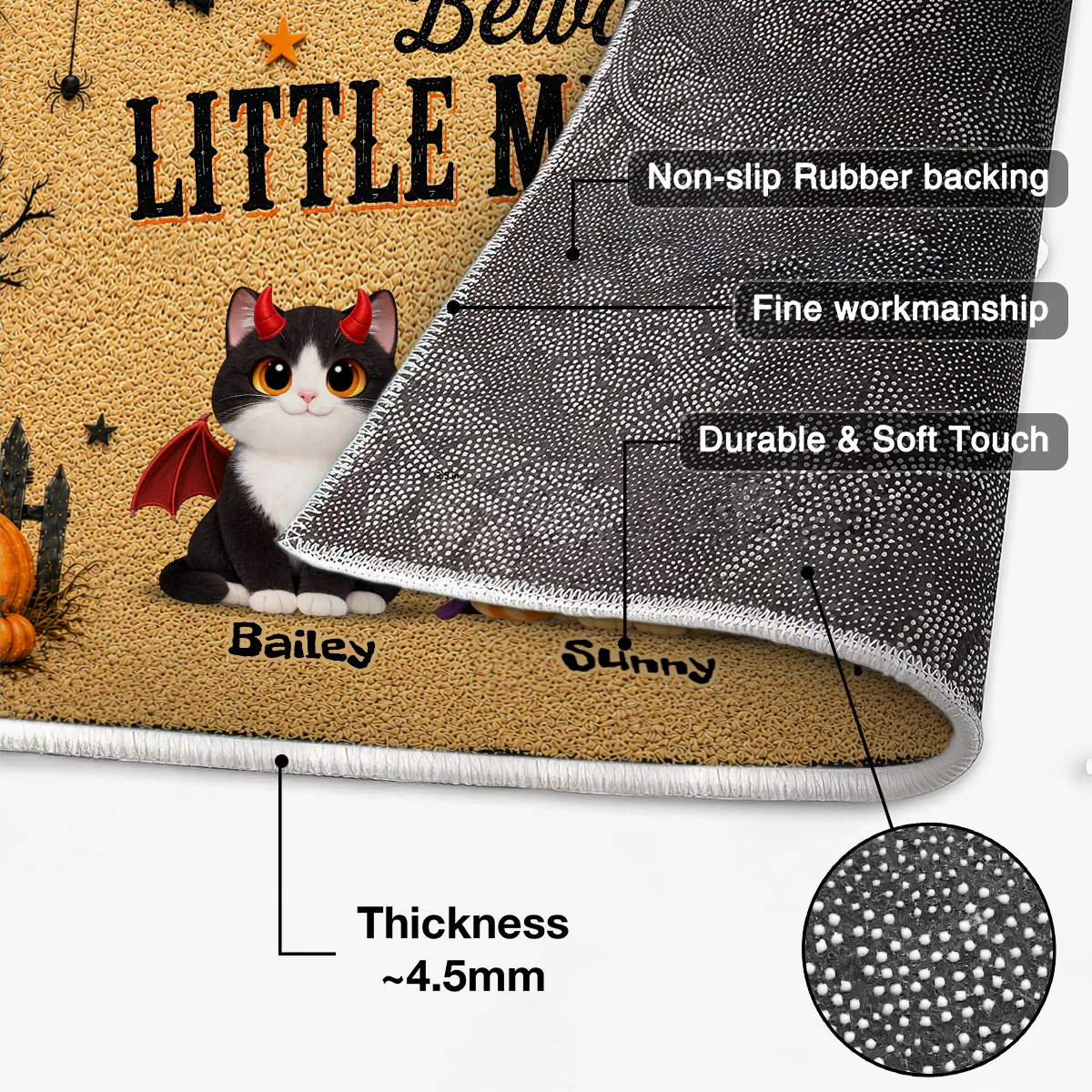 Spooky Halloween Beware of Little Cats Meownsters - Personalized Doormat - Halloween Gift For Cat Lovers, Halloween Decor - Image 4