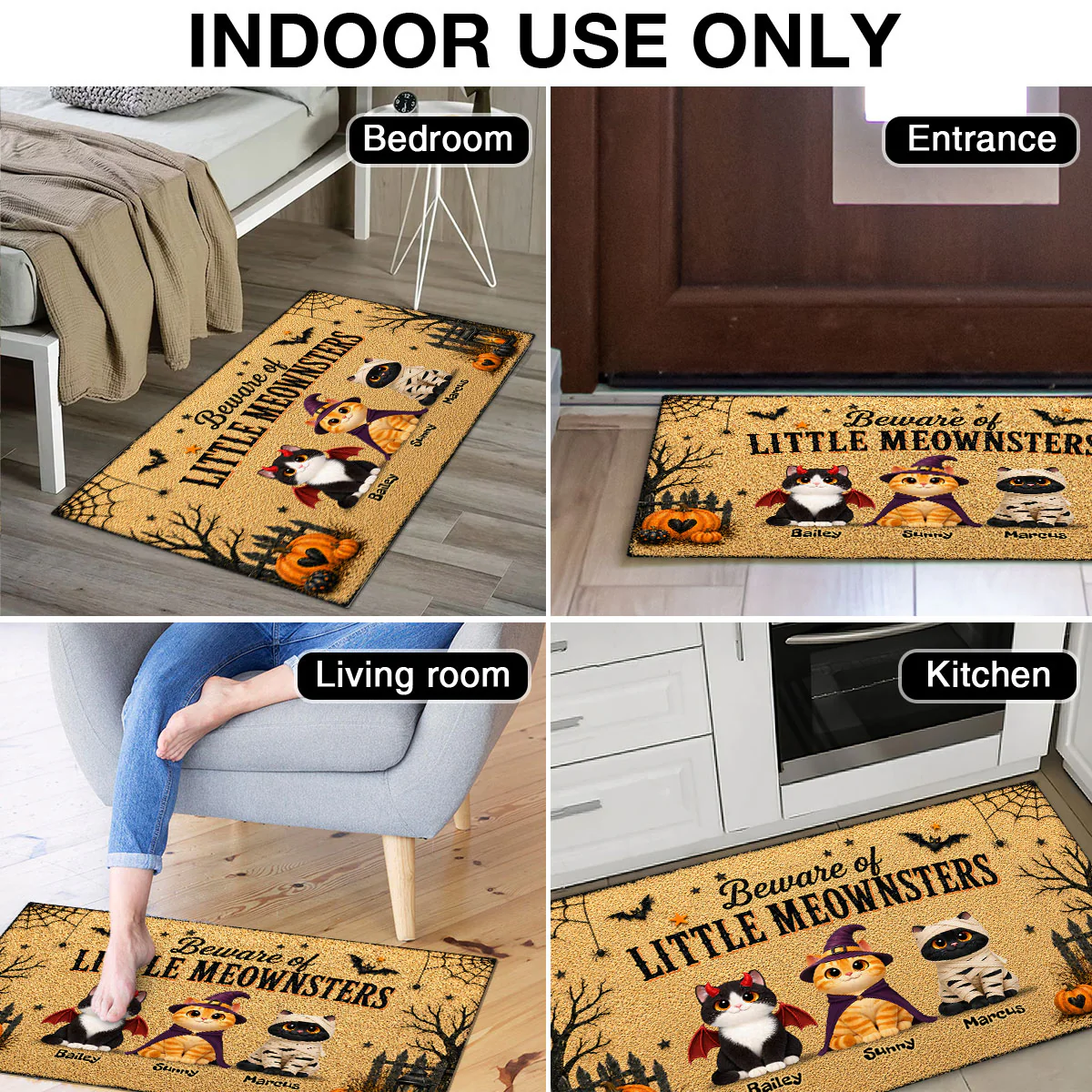 Spooky Halloween Beware of Little Cats Meownsters - Personalized Doormat - Halloween Gift For Cat Lovers, Halloween Decor - Image 5