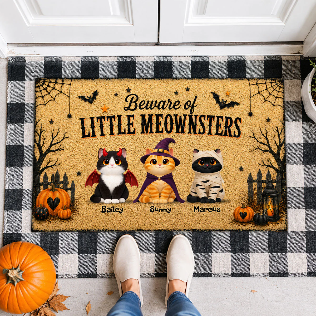 Spooky Halloween Beware of Little Cats Meownsters - Personalized Doormat - Halloween Gift For Cat Lovers, Halloween Decor - Image 6