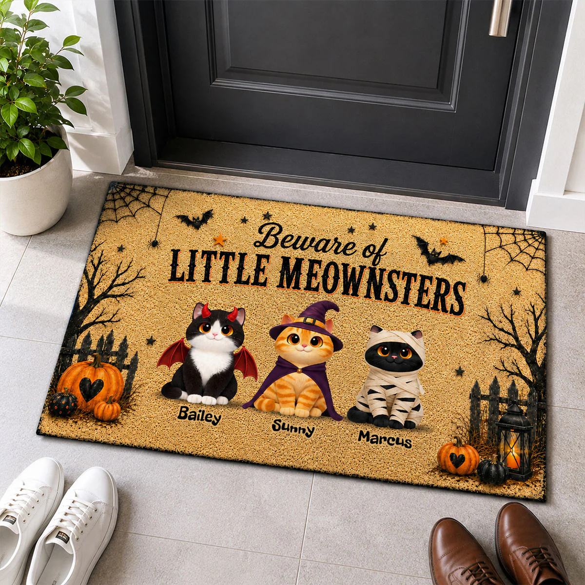 Spooky Halloween Beware of Little Cats Meownsters - Personalized Doormat - Halloween Gift For Cat Lovers, Halloween Decor - Image 7