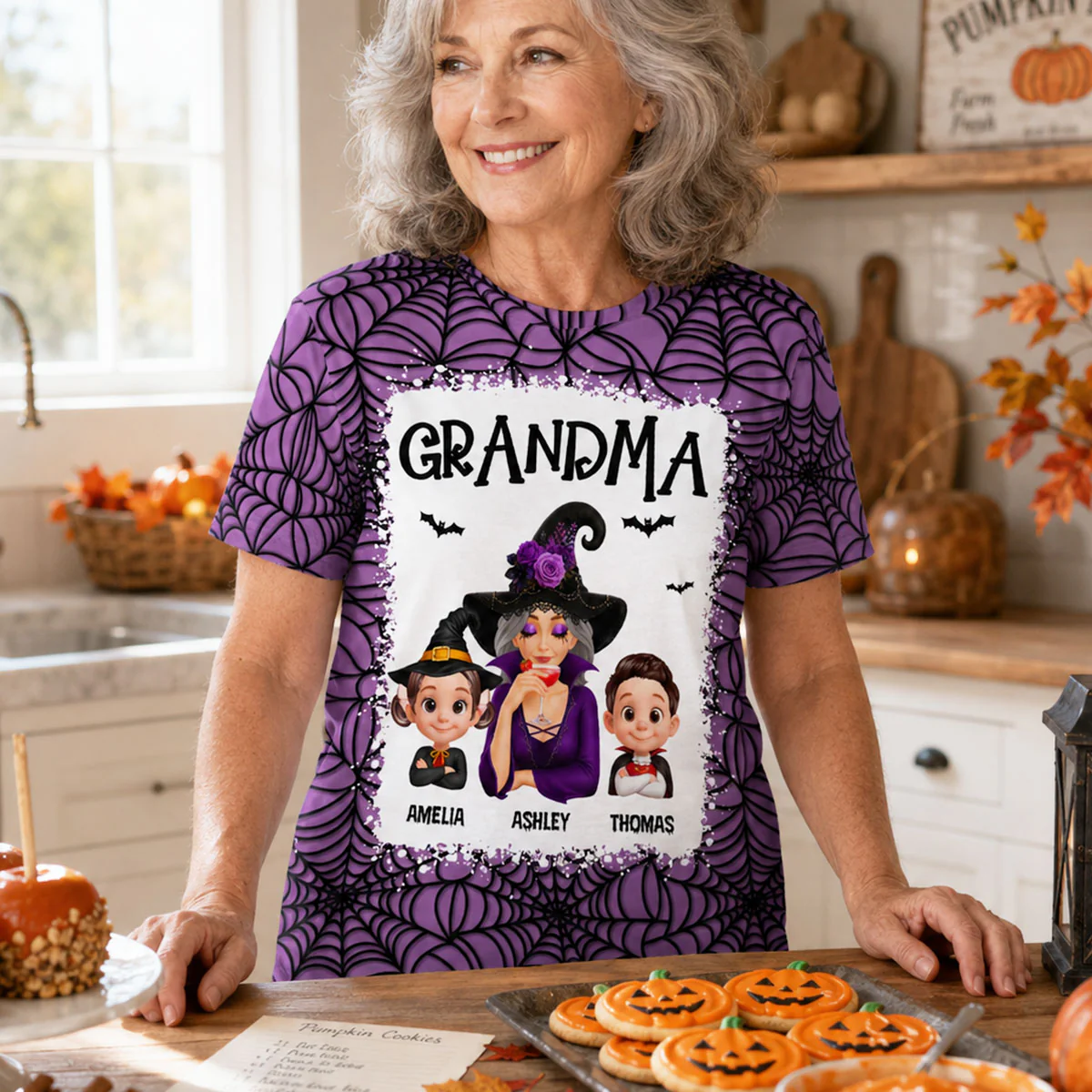Spooky Halloween Grandma Grandkids - Personalized Shirt - Halloween Gift For Grandma - Image 3