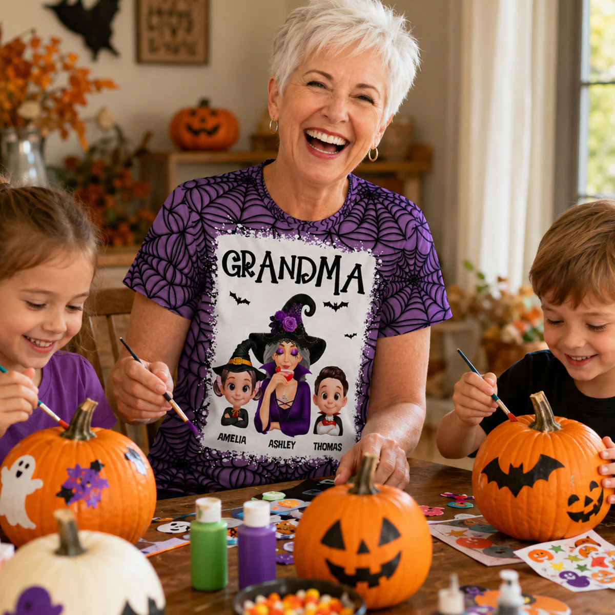 Spooky Halloween Grandma Grandkids - Personalized Shirt - Halloween Gift For Grandma - Image 6