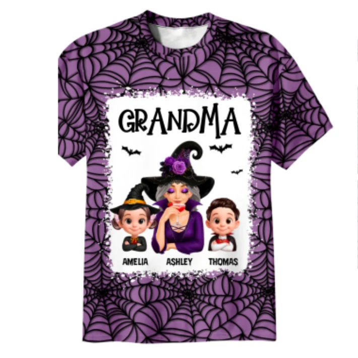 Spooky Halloween Grandma Grandkids - Personalized Shirt - Halloween Gift For Grandma - Image 9