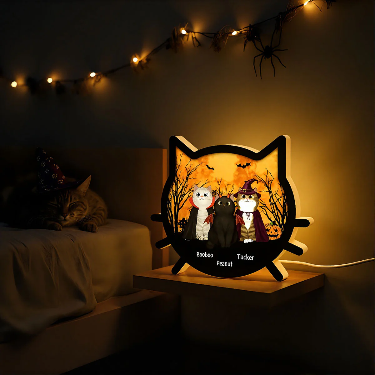 Spooky Halloween Theme Cat Face - Personalized Light Box - Image 10