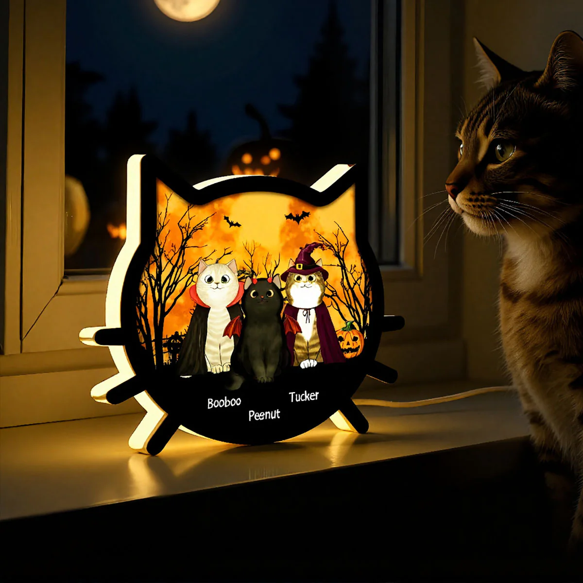 Spooky Halloween Theme Cat Face - Personalized Light Box - Image 12