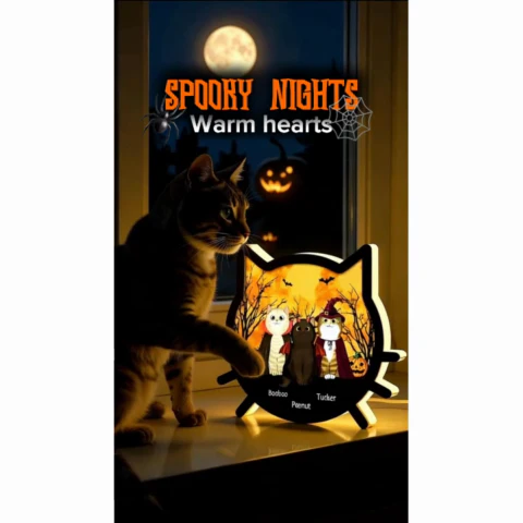 Spooky Halloween Theme Cat Face - Personalized Light Box - Image 2