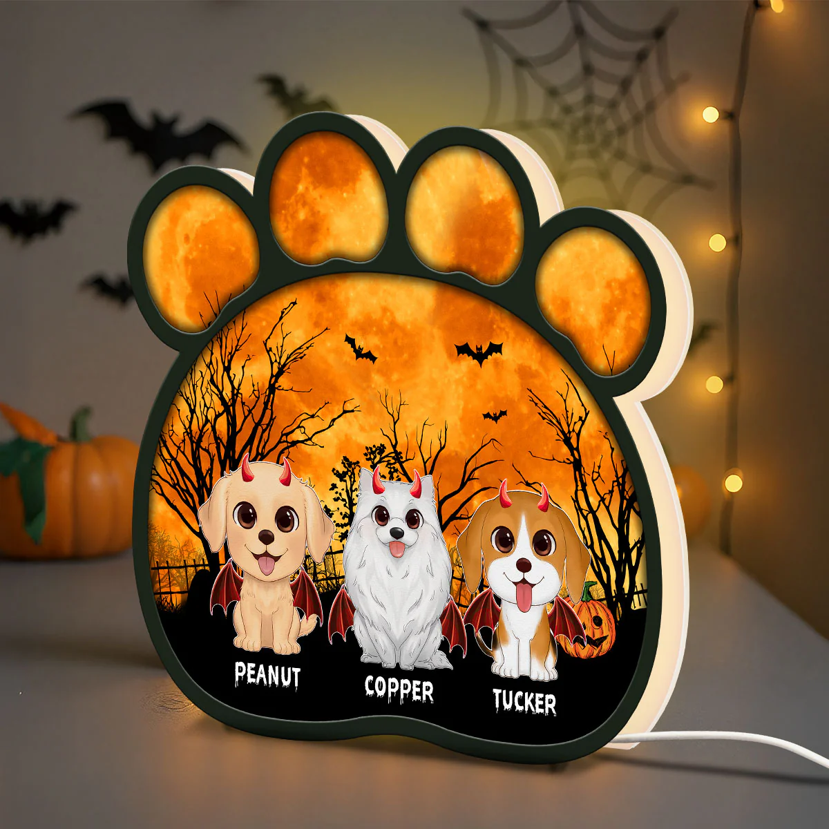Spooky Halloween Theme Dog Paw Personalized LED Light Box - Image 2