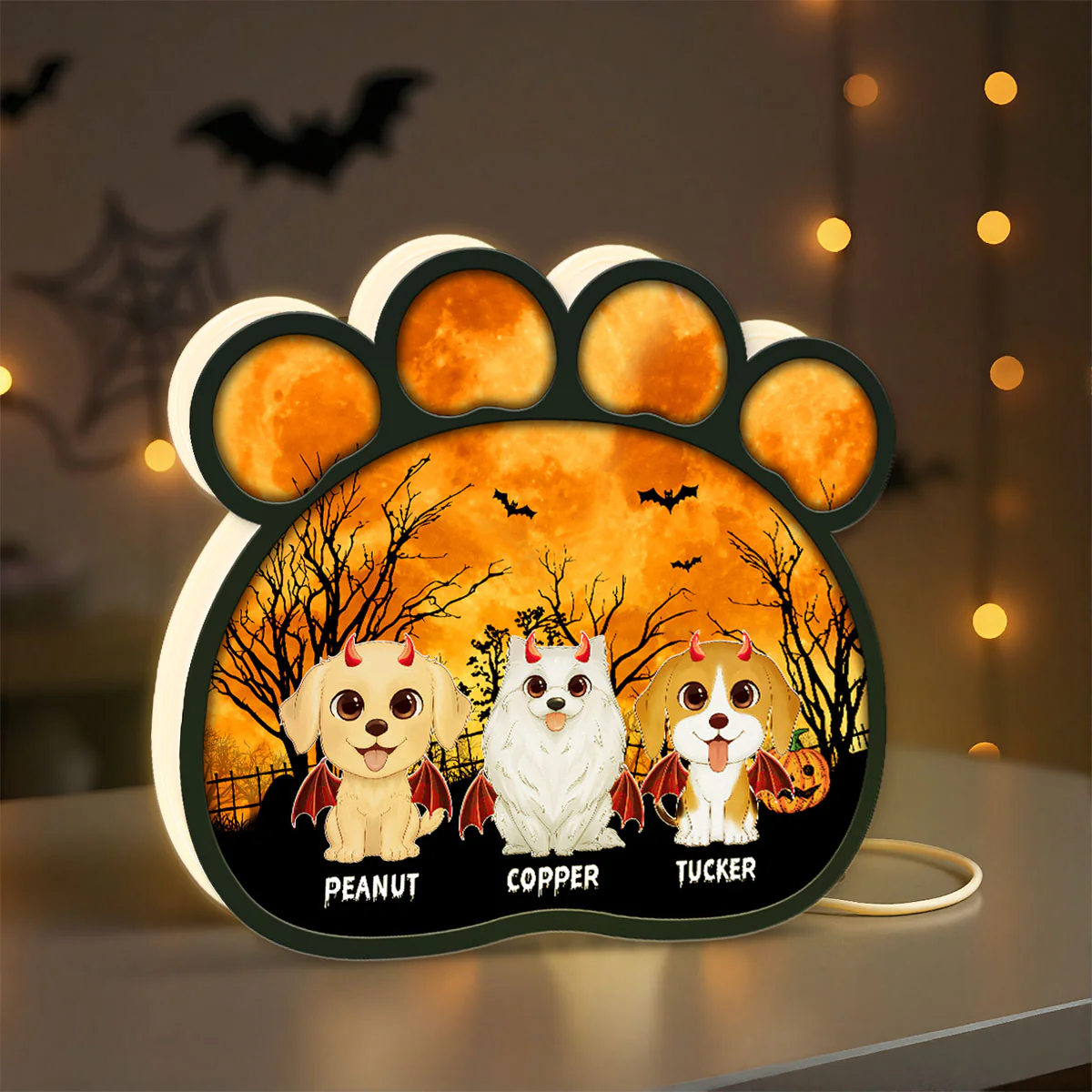 Spooky Halloween Theme Dog Paw Personalized LED Light Box - Image 3
