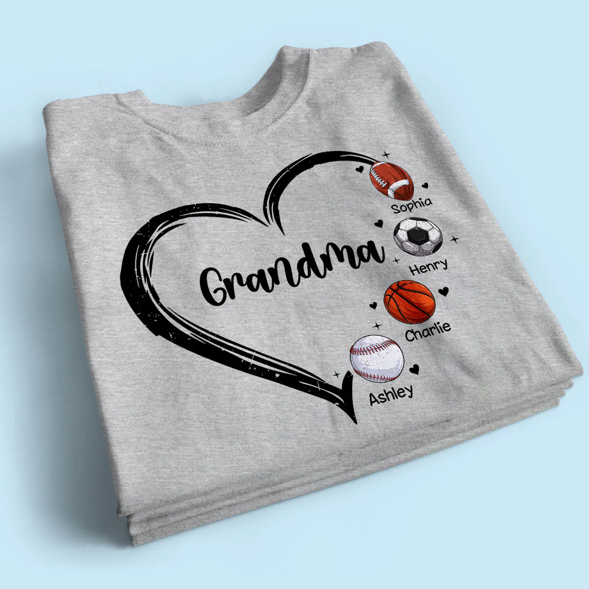 Sport Grandma Mom Heart Personalized Shirt - Image 2