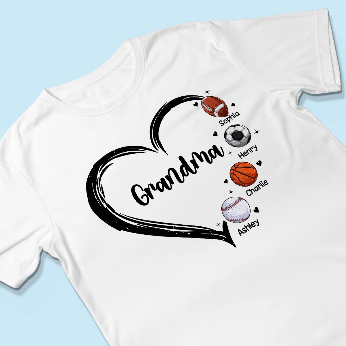 Sport Grandma Mom Heart Personalized Shirt - Image 3