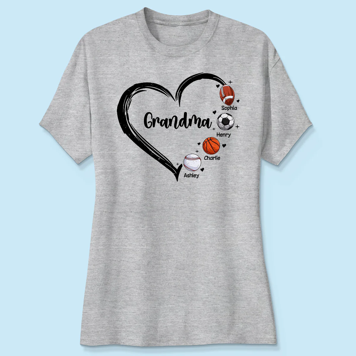 Sport Grandma Mom Heart Personalized Shirt - Image 4