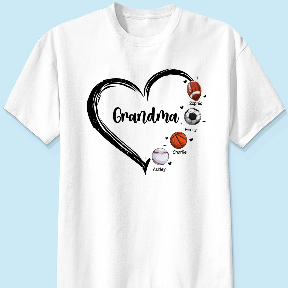 Sport Grandma Mom Heart Personalized Shirt - Image 7