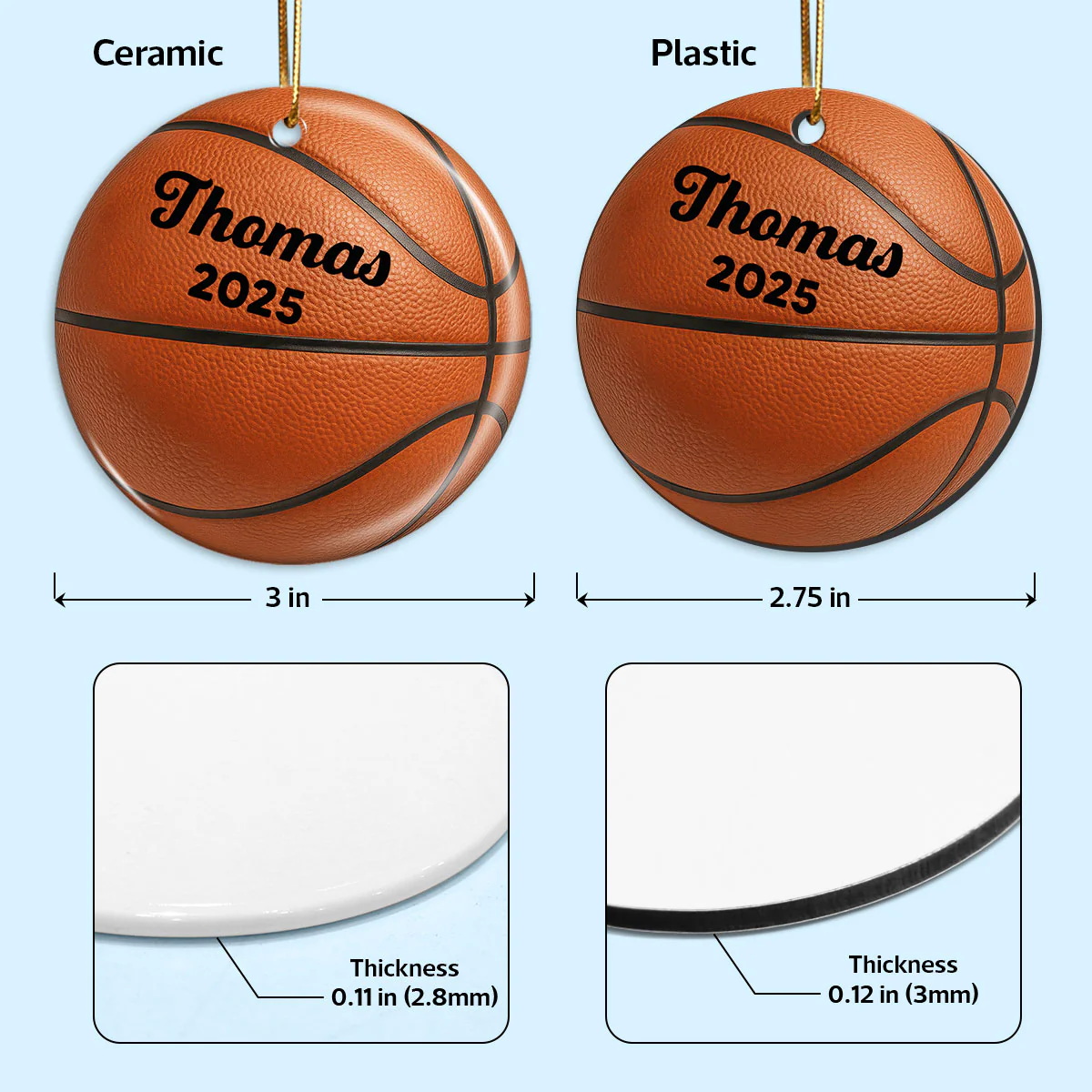 3D Effect Sport Player Custom Name & Number Soccer Baseball Football Basketball - Personalized Ceramic Ornament - Christmas Gift For Teenage, Kid - Image 10