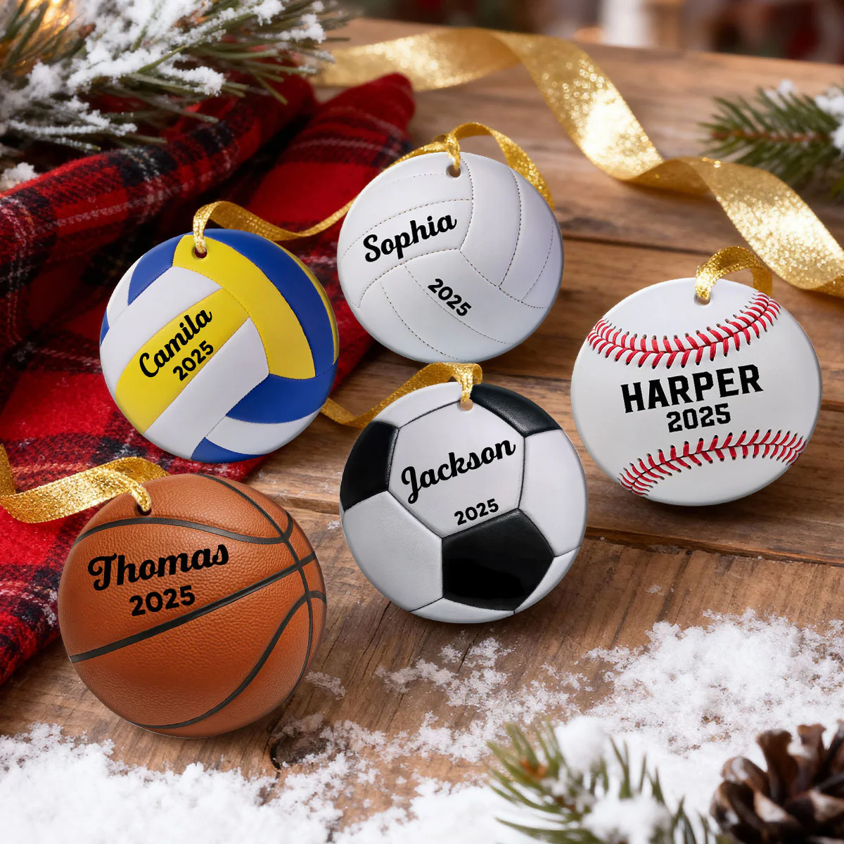3D Effect Sport Player Custom Name & Number Soccer Baseball Football Basketball - Personalized Ceramic Ornament - Christmas Gift For Teenage, Kid - Image 2