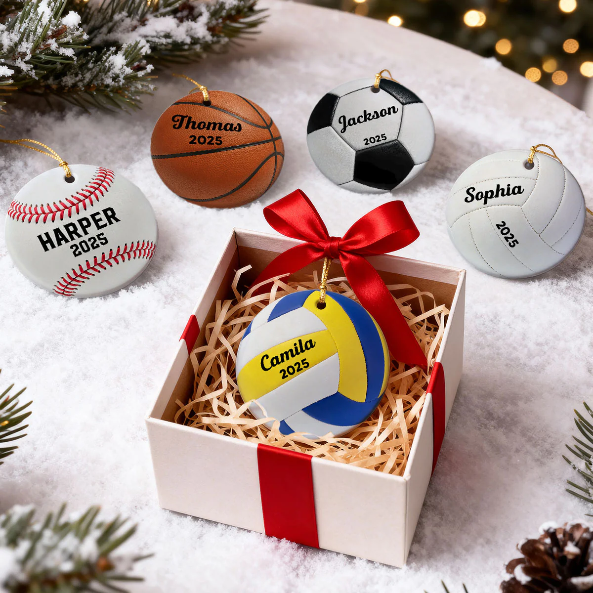 3D Effect Sport Player Custom Name & Number Soccer Baseball Football Basketball - Personalized Ceramic Ornament - Christmas Gift For Teenage, Kid - Image 8