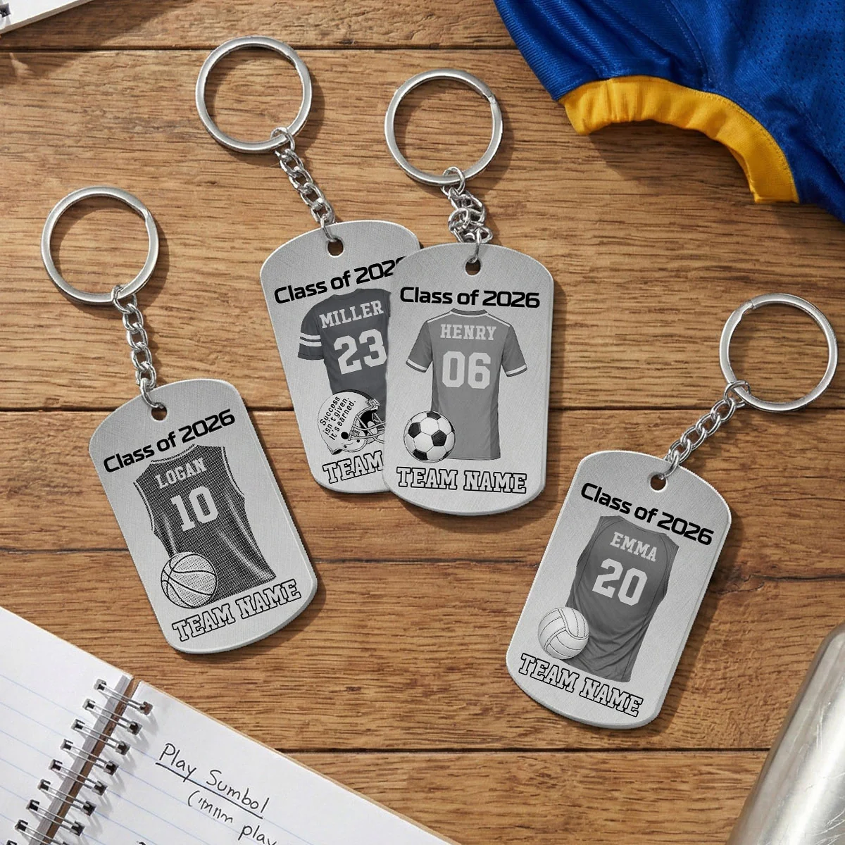 Sport Player Graduation Keepsake - Personalized Metal Keychain - Graduation Gift, Basketball, Baseball, Football - Image 3
