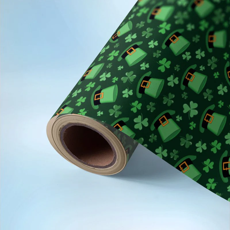 St. Patrick's Day Green Hat Clover Gift Wrapping Paper - Image 2