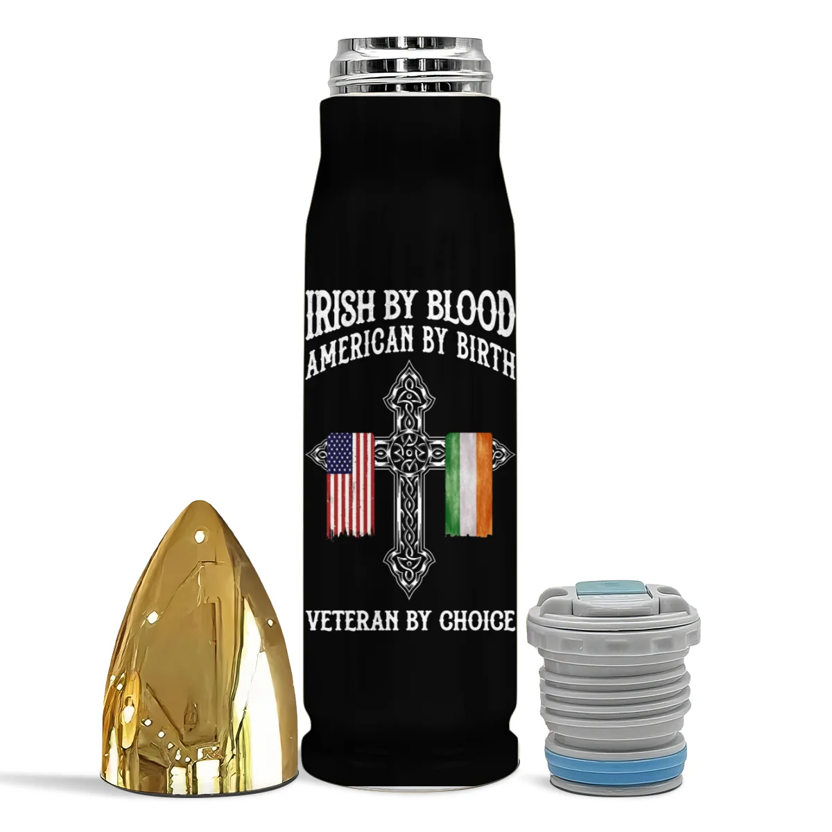 St. Patrick's Day Irish By Blood American By Birth Personalized Bullet Tumbler, Customize Title - Image 8