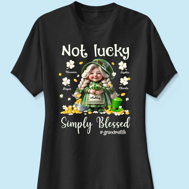 St. Patrick's Day Not Lucky Simply Bless Gnome Grandma Personalized Shirt - Image 12