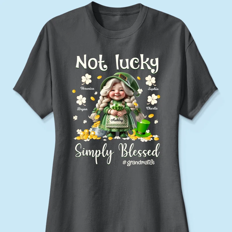 St. Patrick's Day Not Lucky Simply Bless Gnome Grandma Personalized Shirt - Image 13