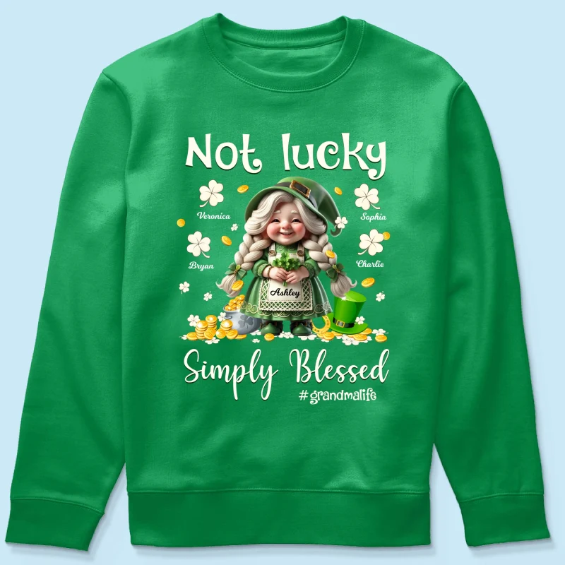 St. Patrick's Day Not Lucky Simply Bless Gnome Grandma Personalized Shirt - Image 18