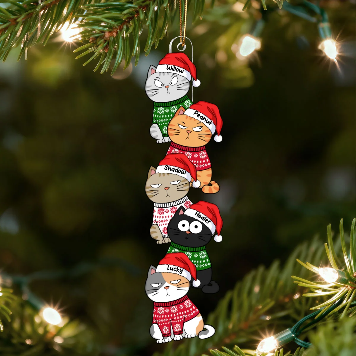 Stacked Cats Christmas - Personalized Acrylic Ornament - Gift For Cat Lovers - Image 10