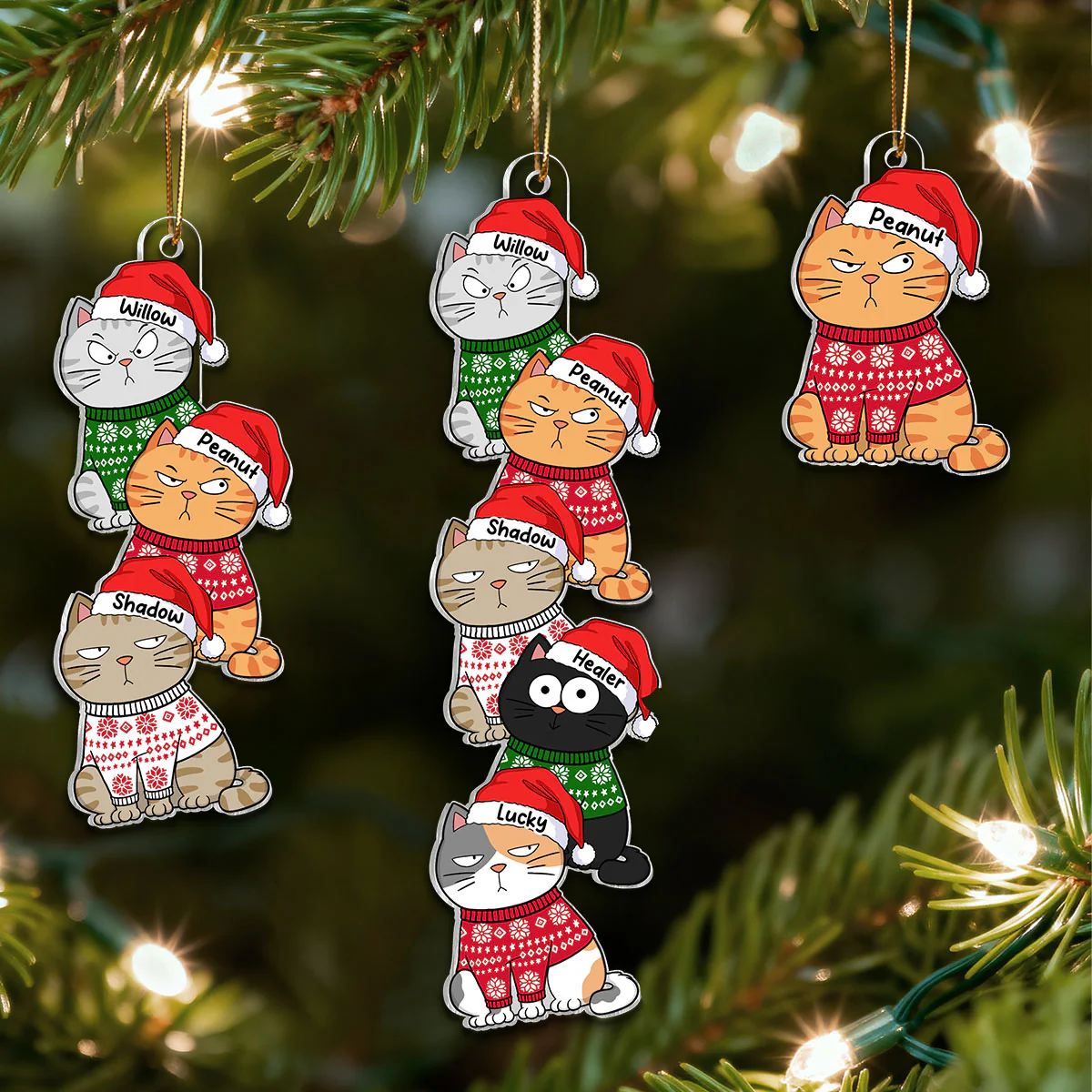 Stacked Cats Christmas - Personalized Acrylic Ornament - Gift For Cat Lovers - Image 7