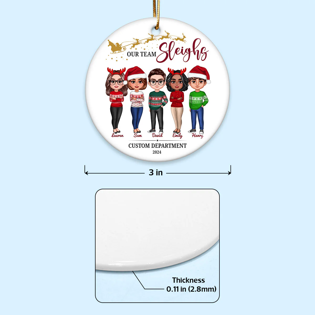 Staff Christmas Gifts, Best Team Ever Christmas Ornaments, Our Team Sleigh 2025 Ornament, Company Christmas Gift for Employees - Image 10