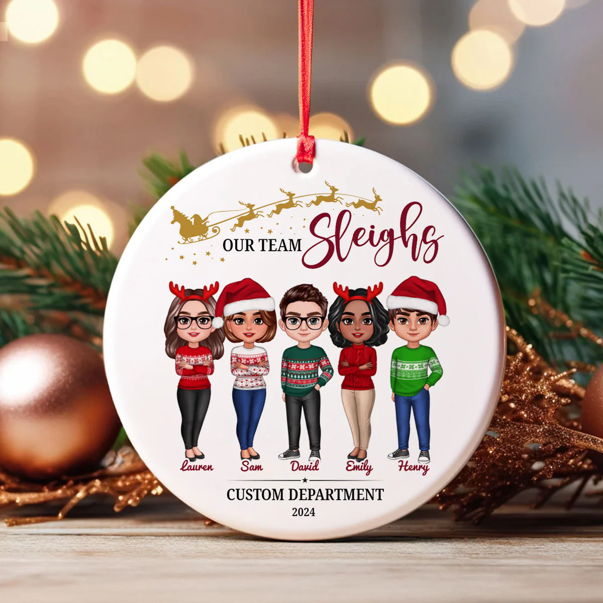 Staff Christmas Gifts, Best Team Ever Christmas Ornaments, Our Team Sleigh 2025 Ornament, Company Christmas Gift for Employees - Image 5