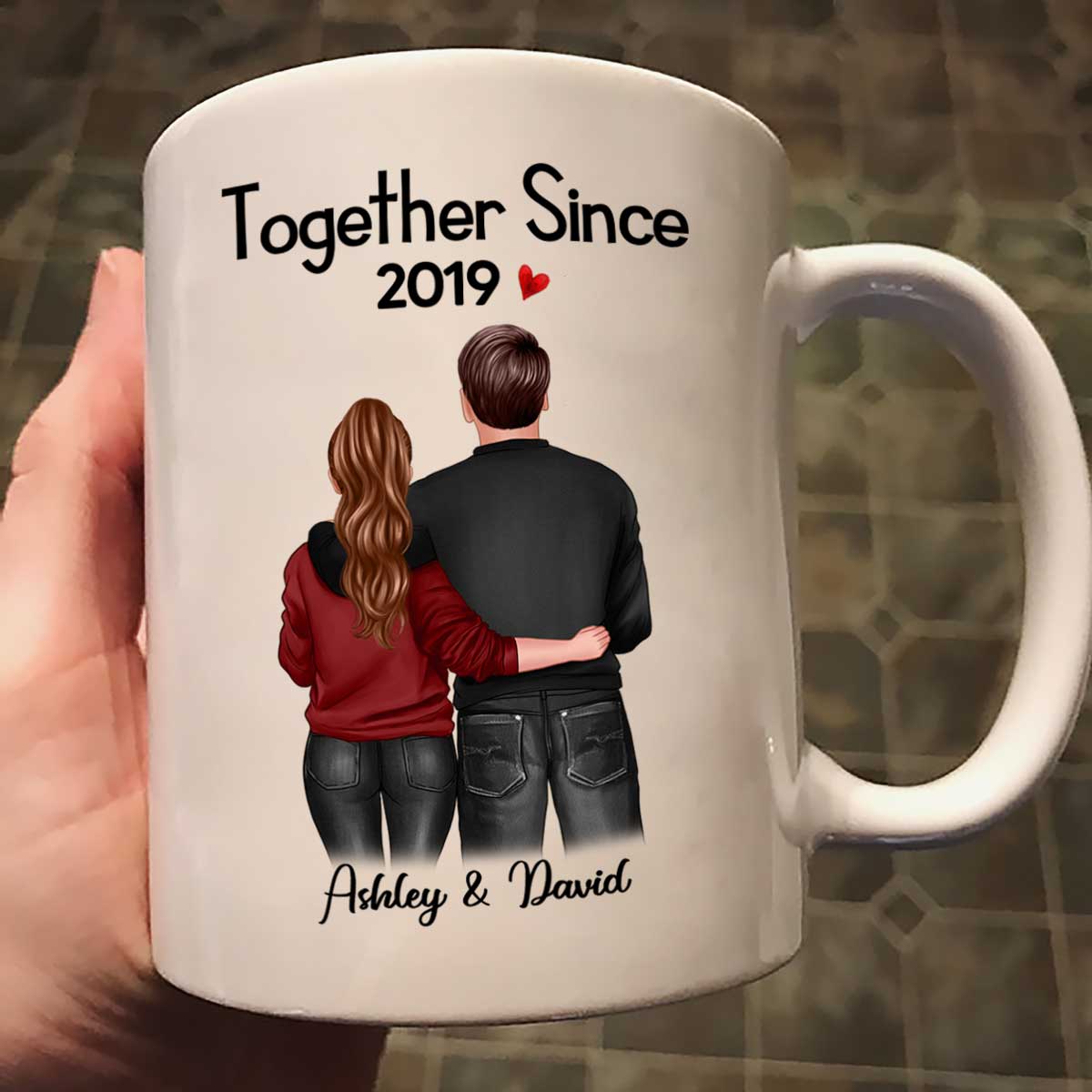 Standing Back View Couple Anniversary Gift For Him Gift For Her Personalized Mug - Image 2