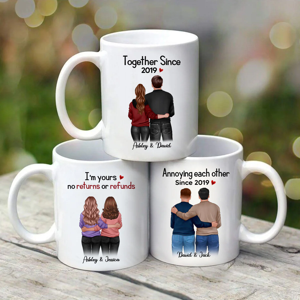 Standing Back View Couple Anniversary Gift For Him Gift For Her Personalized Mug - Image 9