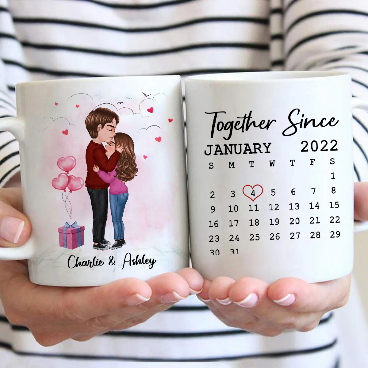 Standing Doll Couple Kissing Personalized Mug - Gift For Him Gift For Her - Image 2