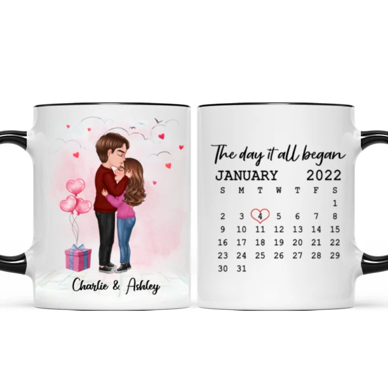 Standing Doll Couple Kissing Personalized Mug - Gift For Him Gift For Her - Image 4