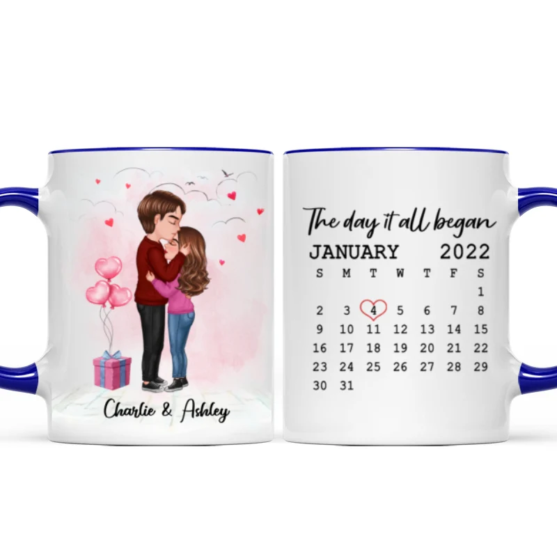 Standing Doll Couple Kissing Personalized Mug - Gift For Him Gift For Her - Image 5