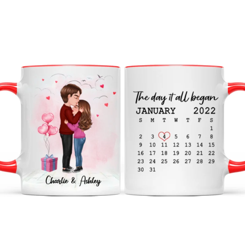 Standing Doll Couple Kissing Personalized Mug - Gift For Him Gift For Her - Image 6