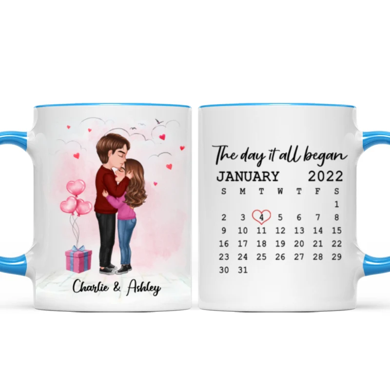 Standing Doll Couple Kissing Personalized Mug - Gift For Him Gift For Her - Image 7