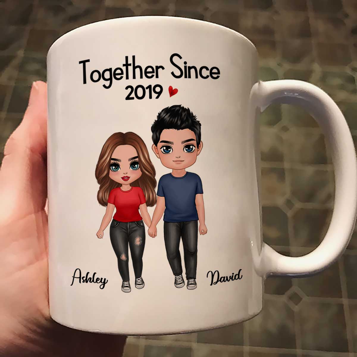 Standing Doll Couple Valentine‘s Anniversary Gift For Him Gift For Her Personalized Mug - Image 2