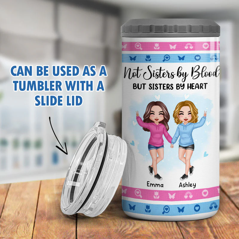 Standing Doll Hoodie Besties Personalized 4 In 1 Can Cooler - Image 7