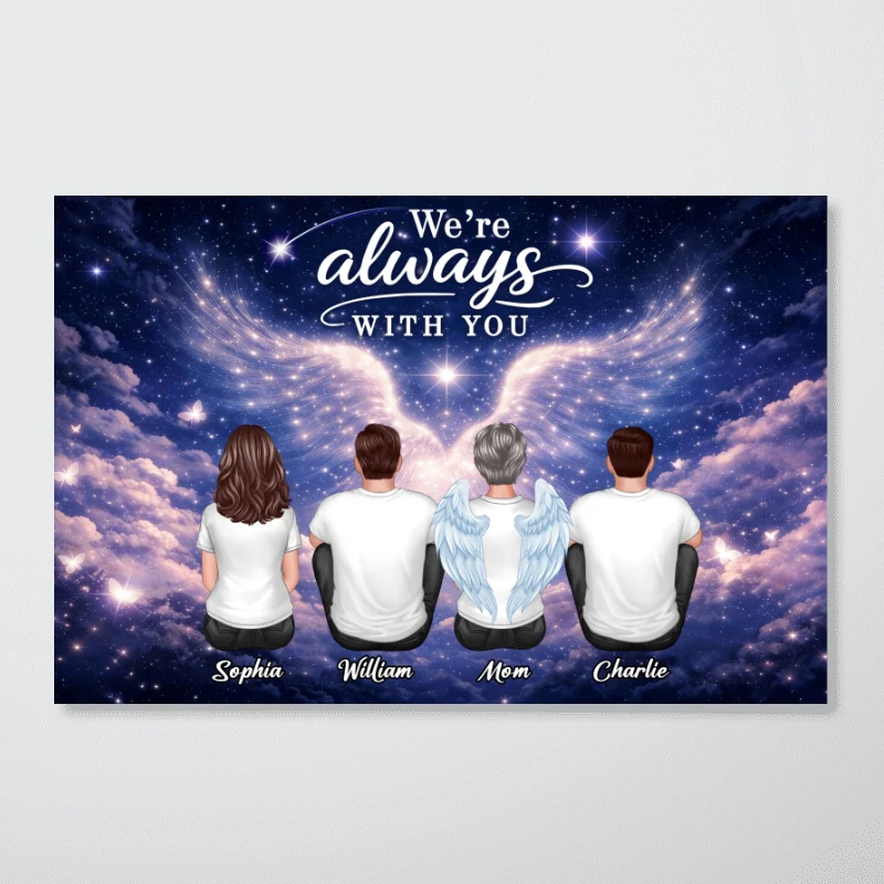 Starry Night Angel Wings Family Memorial Always With You - Personalized Poster - Gift For Memorial, Sympathy Gift, Remembrance Gift - Image 12