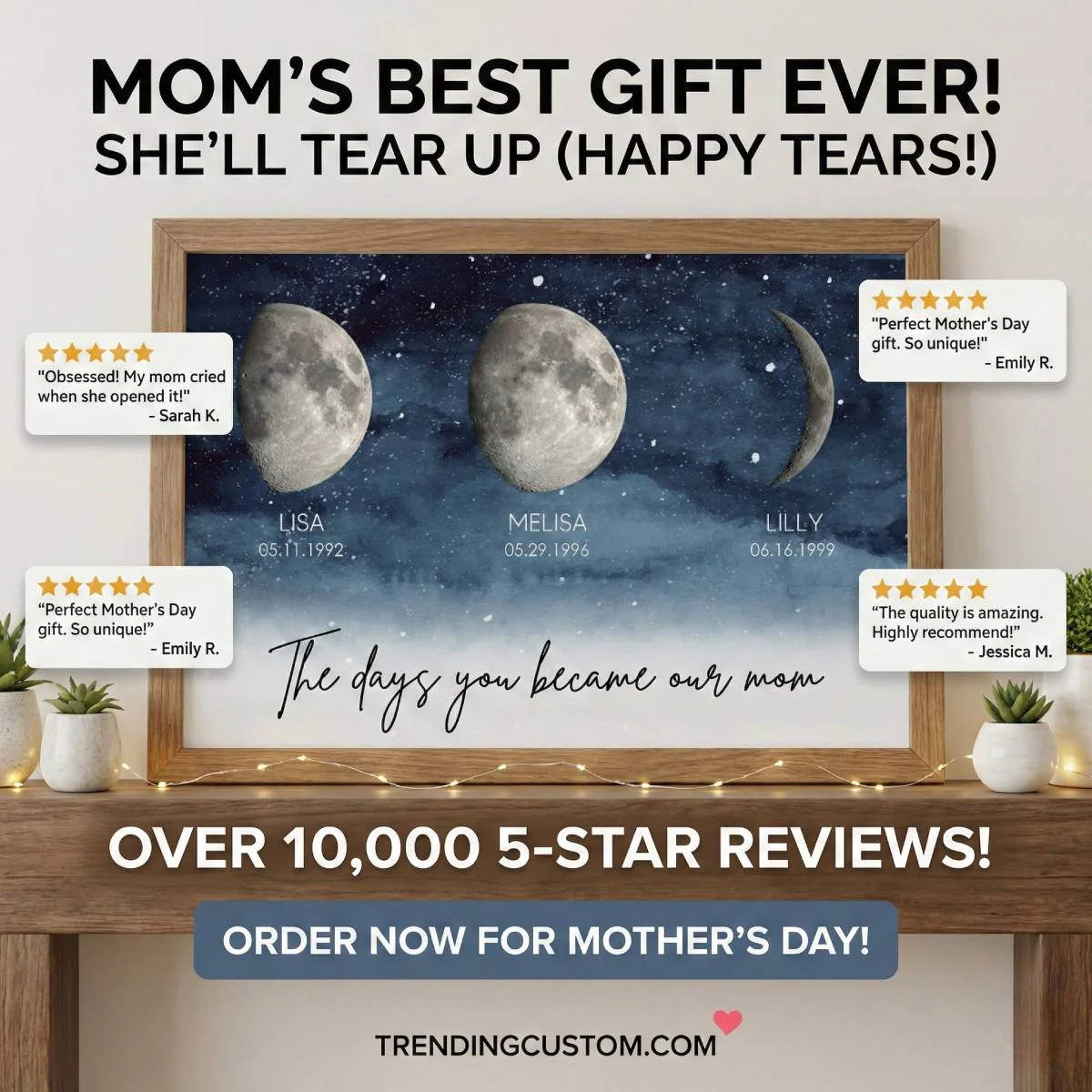 Starry Night The Day You Became our MOM MUM Custom Title Nickname And Kids Birth Moon Phase - Personalized Poster - Heartfelt Mother's Day Gift For Mom, Wife, Grandma - Image 6