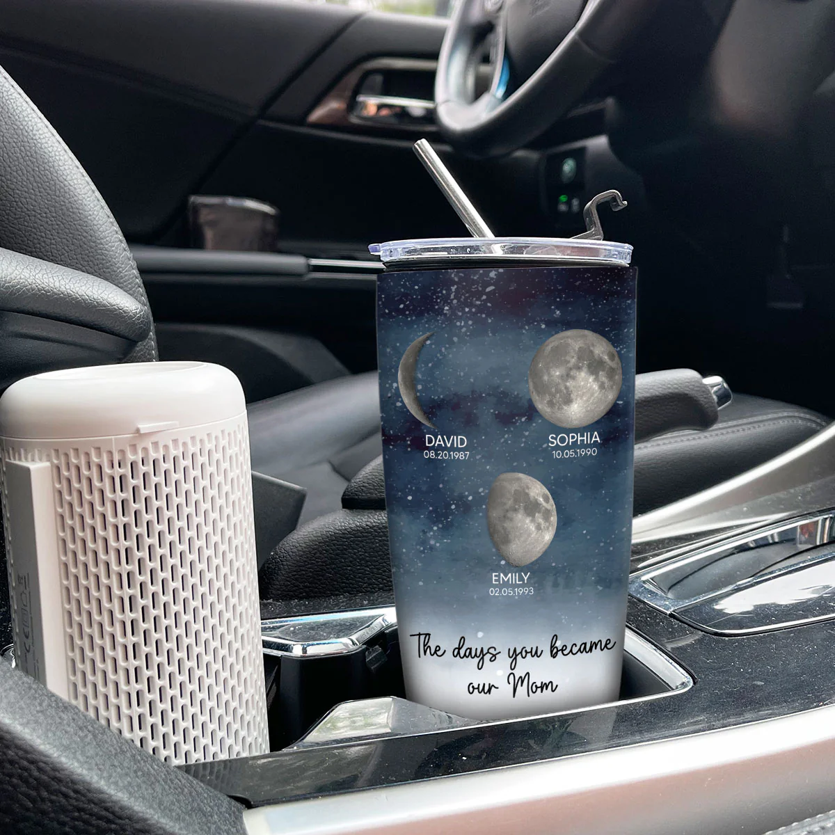 Starry Night Custom Birth Moon Phase The Day You Became Mom Personalized Tumbler, Gift - Image 8