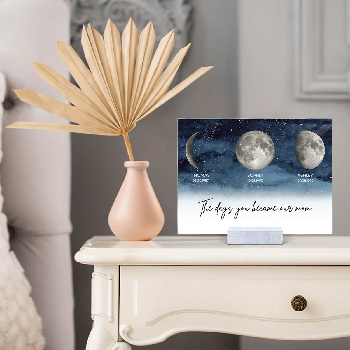 Starry Night Custom Birth Moon Phase The Day You Became Our Mom Personalized Acrylic Plaque - Image 5