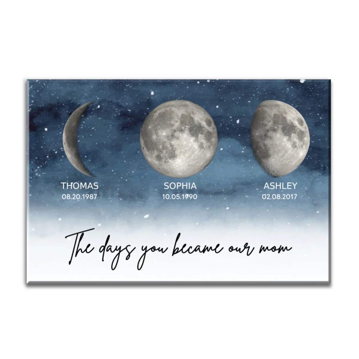 Starry Night Birth Moon Phase The Day You Became Our Mom Personalized Wrapped Canvas, Birthday Gift For Mom, Grandma, Gift or Just Because - Image 9