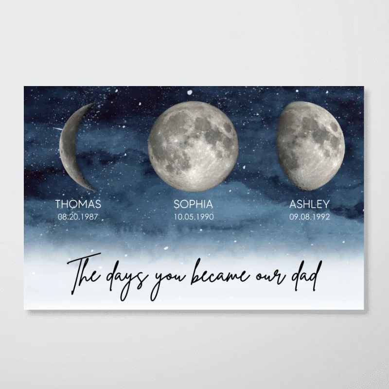 Starry Night Custom Birth Moon Phase The Days You Became Our Dad - Personalized Poster - Gift For Dad, Gift For Husband, Gift For Grandpa - Image 14